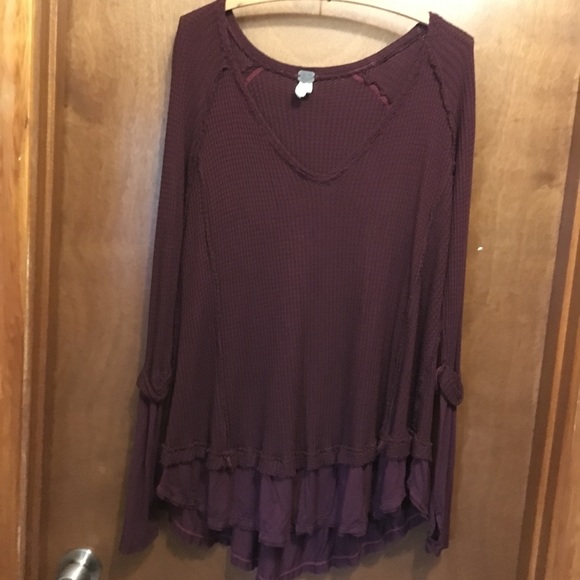 Free people soft athleisure top in maroon - Picture 1 of 6